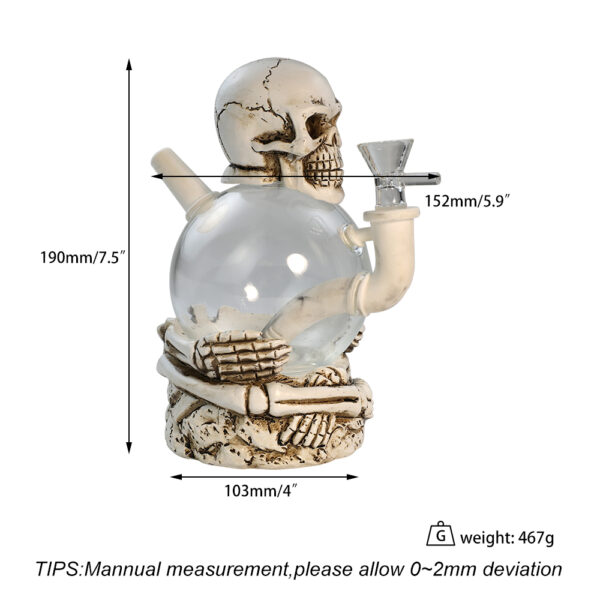 Resin Skull Ball Smoking Glass Water Pipe - Image 4